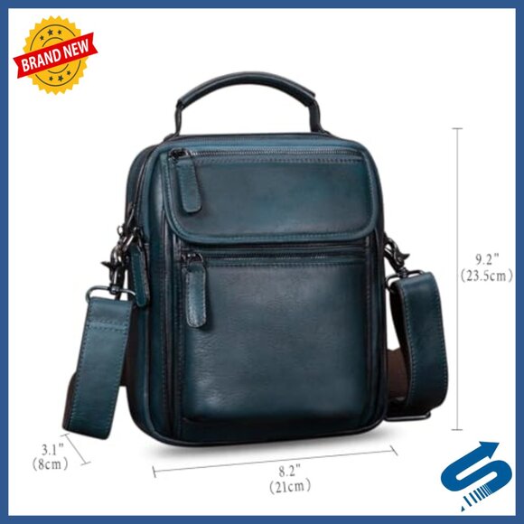 Genuine Leather Messenger Bag for Men Crossbody Satchel Work Business - Picture 5 of 7